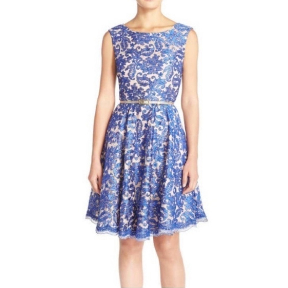 NWT Eliza J Embroidered Lace Fit and Flair Dress